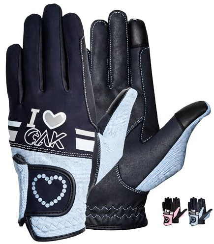 AK Love - Guanti da equitazione per donne, uomini e bambini, per tutte le stagioni (blu navy/cielo, L)