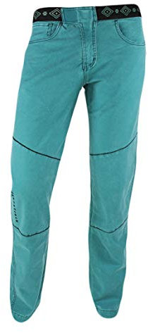 Pantalón Trekking o Escalada, para Hombre, Elástico y Resistente – Pantalón para Senderismo – Rodillas Reforzadas y Bajos Regulables (Turia Verde Ethnic, L)