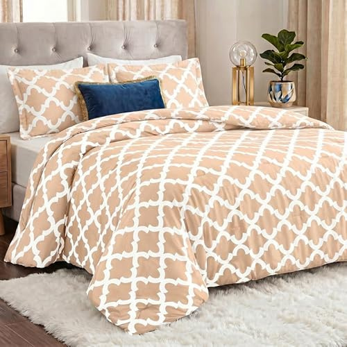 Utopia Bedding 3-teiliges Queen-Bettwäscheset in Beige, Bedruckte Bettdecken, Queen-Size-Bettwäsche-Sets, 1 Bettdecke (224 x 224 cm) und 2 Kissenbezüge (51 x 66 cm)