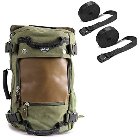 Motorrad Rucksack/Hecktasche Canvas Craftride VG6 28l + 2 Spanngurte grün
