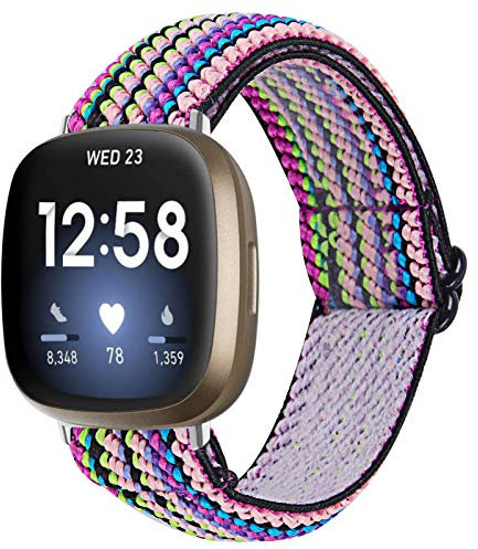 GIMart Compatibile con Fitbit Versa 3 Cinturino da donna e uomo, cinturino in tessuto di nylon intrecciato di ricambio per Fitbit Sense/Versa 3 Smartwatch Small Large (viola)