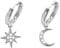 BONNYBIRD® Ohrringe Mond und Stern Silber - Creolen mit Anhänger Asymmetrische Ohrringe Edelstahl Damen Wasserfest Schmuck Frauen Hypoallergen Chirurgenstahl Medizinisch Nickelfrei