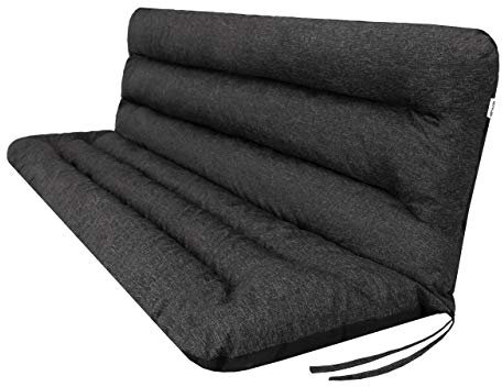 PillowPrim Kissen für Hollywoodschaukel • Gartenbankauflage • Bankauflage • Bankkissen • Sitzkissen und Rückenkissen • sitzbreite 150 cm Schwarz Öko-Leinen
