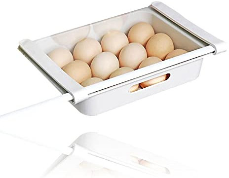 Eierbehälter für Kühlschrank | Eierablage Kühlschrank Organizer für 12 Eier | 26x18x5cm Zusatz Eiereinsatz Schublade für den Kühlschrank | Obst Aufbewahrungsbox | Kühlfach | Auszugsschale transparent