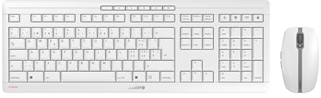 CHERRY STREAM DESKTOP RECHARGE, Kabelloses Tastatur-Maus-Set, Schweizer Layout (QWERTZ), 2,4 GHz Funk, Leiser Tastenanschlag, Wiederaufladbar, Weiß-Grau