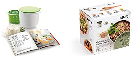Lékué Kit para Elaborar Queso Fresco Y Libro De Recetas En Español + Recipiente para Cocinar Quinoa, Arroces Y Cereales, 1 Litro