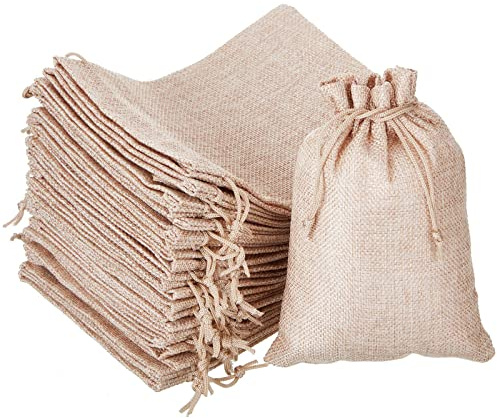 Daucin 30 Stück Baumwolle Säckchen mit Kordelzug, 13 x 18 cm Stoffsäckchen mit Zugband, Kleine Stoffbeutel für Weihnachten Kindergeburtstag Hochzeit Party und Weihnachten