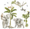 Grandora Wandsticker Dschungel Tiere Affen Elefanten Wandtattoo für Kinderzimmer Wandaufkleber Babyzimmer Wanddeko DL803-7