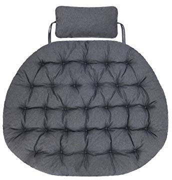 Bjird Hängesessel Kissen, Polster, Auflage für Polyrattan & Rattan Hängeschaukel, Sitzauflage für Hängekorb mit Rückenkissen - Navyblau Ökoleinen