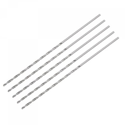 sourcing map 5 Pcs 1mm Mini Micro Twist Drill Bits, High-Speed Steel Straight Shank Extra Long Drill Bit 60mm for Aluminum Alloy