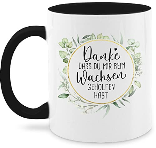 Tasse Tassen 325ml - Erzieherin - Danke dass du mir beim Wachsen geholfen hast - 325 ml - Schwarz - für erzieherinnen abschied geschenk erzieher geschenke kindergärtner bester kaffeetasse