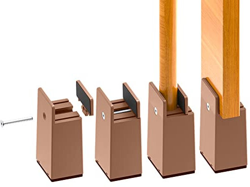 RCHYFEED 10 cm Bed Risers Adjustable Screw Clamp, 4 inch Furniture Risers Heavy Duty 4 Pack Sofa Table Chair Risers Fits 0-1.5 Widths of Furniture Feet, Bed Height Raisers Supports 20,000 lb Brown
