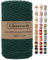 Likeecords Makramee Garn Geflochten 3mm x 100m,100% Natürliches Baumwollschnur Makramee-Schnur, Makramee-Seil, bunte Bastelkordel aus Baumwolle für Taschen, Wandbehänge, Pflanzenaufhänger (dunkelgrün)