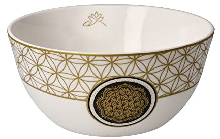 Schale Lotus - Blume des Lebens weiß Yin Yang