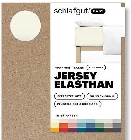 Schlafgut Easy Jersey Elasthan Boxspring Spannbettlaken 120x200 bis 130x220 Yellow Light, Spannbetttuch aus superweicher Baumwolle mit Elasthan