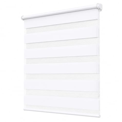 Ruby Deals Zebra Blinds Day and Night Roller Blind, White, W184 x H210 cm | Dual Layer Fabric Window Blinds, Light Filtering, No Drill or Drill Fit Blinds Curtains for Windows and Doors