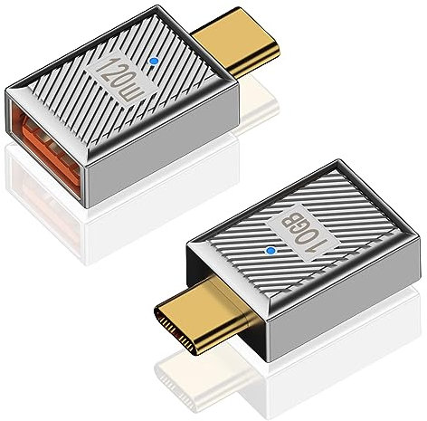 Duttek USB Female to USBC Male Adapter-2 Pack, Zinc Alloy USB A to Type C OTG Adapter 120W, 10Gbps for Laptop, PC, Charger