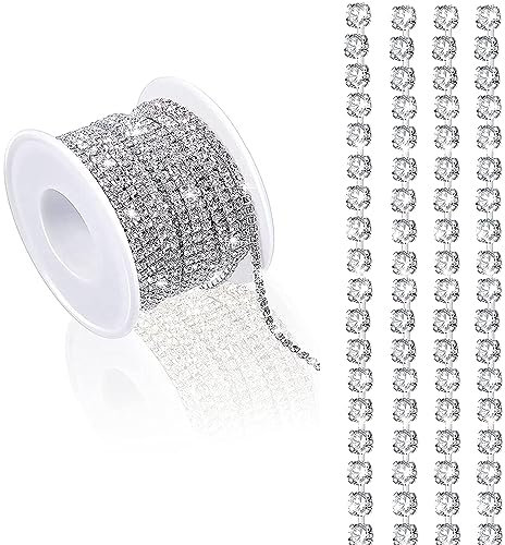 Catena con strass di cristallo da 9,1 m, 2 mm, per cucito, scarpe, vestiti, tazze, artigli, catena con strass, per artigianato, gioielli, bouquet di nozze, decorazioni fai da te (argento)