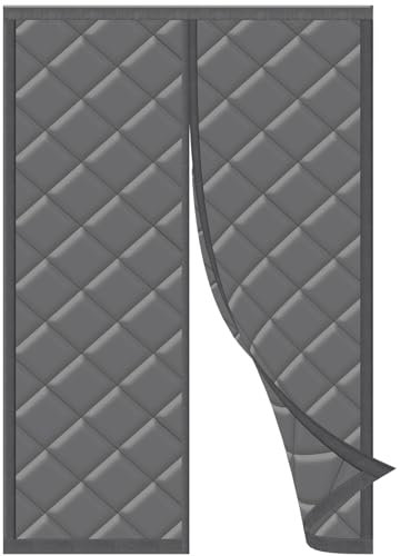 HOWIN Thermique Porte Isolant Froid Magnetique 90 x 210cm, Isolation Rideau de Porte D'ntrée Sans Perçage, Convient pour l'été et l'hiver Gris