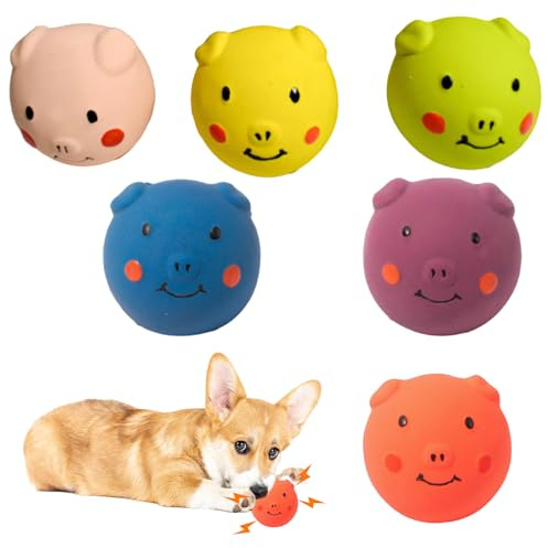 6 Stück Quietschendes Hundespielzeug,Interaktives Latex-Gummi-Quietschball,Soft Hundesoundspielzeug Bouncy Egg Balls Welpenspielzeug für kleine Hunde,Welpe