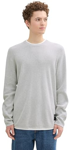 TOM TAILOR Denim Herren Basic Pullover mit Rundhalsausschnitt & Struktur
