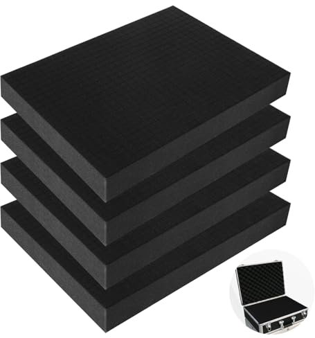 ZOFUN 4 Stück Rasterschaumstoff Würfelschaum, 400x300x50mm Schaumstoffeinlage Werkzeug Schaumstoff Zuschnitt, Werkzeugkoffer Kamerakoffer Schaumstoff-Koffereinlage Tabletop Miniaturen-Werkzeug Foam