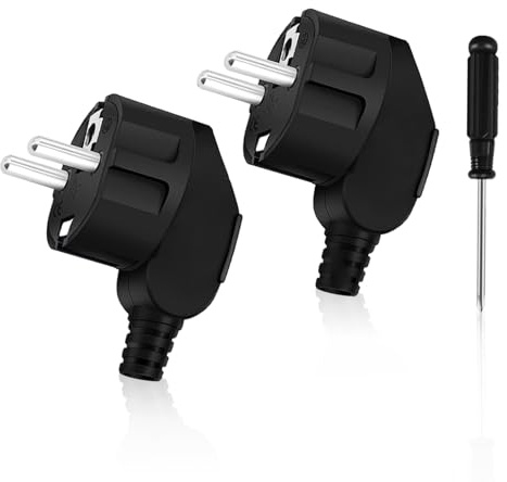 OBLLAR Stecker, 2-teilig, 250V 16A Stecker, wasserdicht, externer+1 Schraubendreher geeignet für Haushaltsgeräte bis Lampenfassungen, weiß