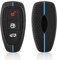 HooRLZ Ford Schlüsselhülle, Silikon Schlüssel Cover für Ford Focus Mk2 Mk3 Mk4 Kuga Edge Ranger Mondeo Fiesta Schlüsselhülle, Autoschlüssel Hülle Ford Focus - 3 Tasten Blaue Linie