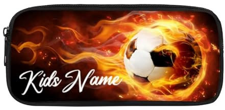 chaqlin Federmäppchen mit großer Kapazität für High School Office College Student Pencil Box Case, Fußball mit individuellem Namen, Münzfach