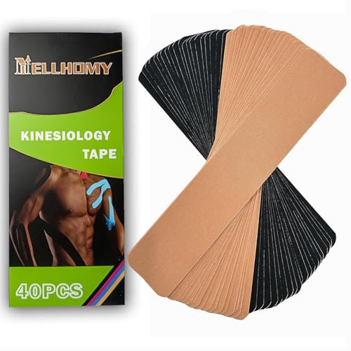 NELLHOMY 40 Pcs Kinesiotapes, Tape Sport Kinesiologie Tape Precut, Wasserfestes & Elastisches Sporttape Physio Kinesi Tape für Knie, Schulter und Ellenbogen, Muskelstraffende Bänder