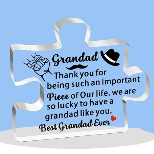 JETTOP Grandad Gifts -Grandad Gifts from Grandchildren Gifts for Grandad Birthday Christmas Fathers day Plaque Acrylic So Lucky to Have a Grandad Like you Best Grandad Ever