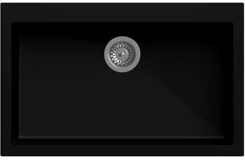 Lavello cucina Ettore Mix nero 1 vasca/vascone 79 x 50 cm Made in Italy