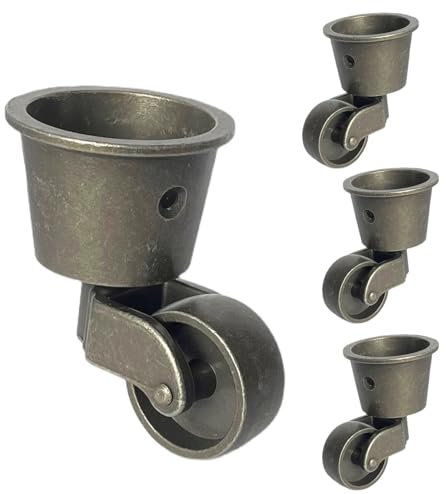 4 Stück Poliert Antike Rollen,Becherförmige Lenkrolle,Rollen mit Zinklegierung,Geräuschloses Rad,Rollendurchmesser 32mm,Universal Möbel Rollen,für Sessel,Klavierbeine
