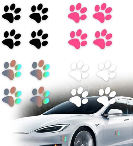 WANGENPING 4er-Set Hundepfoten autoaufkleber, 12.5 x 9.5 cm Pfoten Hund Pfötchen Katze Sticker, 4 Farben Wasserdicht Hunde Pfoten Druck Aufkleber, für Auto, Motorrad, Wand, Laptop, Möbel