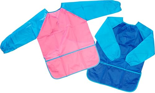 VBS Kinder Malschürze 3-7 Jahre, 2 Stk., 55x44 cm, Malkittel, Bastelschürze, Farbschürze, Kreativkleidung, Plastikschürze