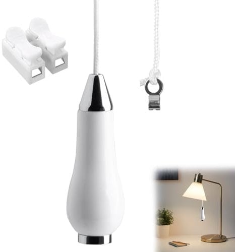 REBUCINA Bathroom Light Pull Cord Handle,Light Pull Handle,Ceramic Bathroom Light Pull Cord with 1 Piece Terminal Und 150cm Rope,For Bathroom Toilet Light Ceiling Light Fan Switch