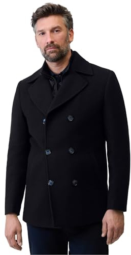RICANO Vincenzo - Klassische Herren Caban Jacke aus Wolle mit Reverskragen und abtrennbarem Stepp-Einsatz (Slim Fit) - Made in Europe