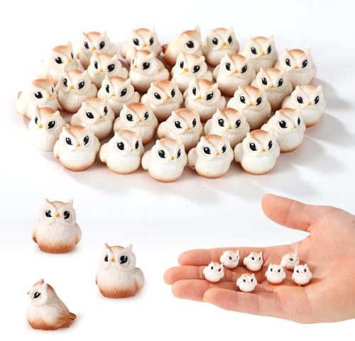 TOYMIS 30 Pièces Figurine de Hibou, Minuscules Petits Animaux en Résine Sculpture de Hibou Miniature Ornements pour Bricolage Jardin Micro Paysage Décoration Intérieure et Accessoires de Voiture