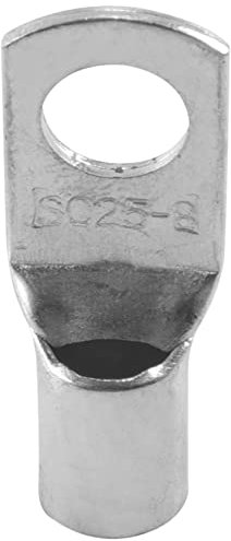 Qusedwey 10 Copper Tube 25Mm x 8Mm Lug Battery Cable Welding Crimp Terminal Ring