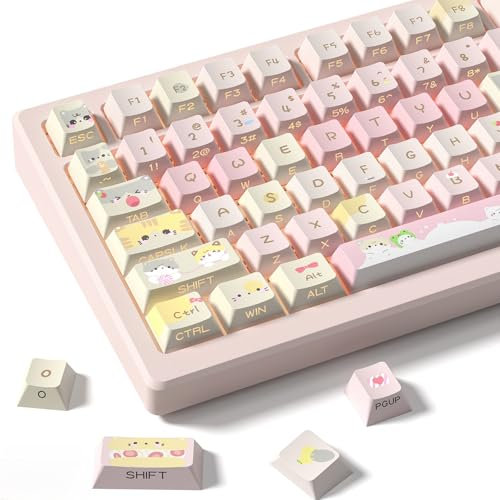 dagaladoo Pink Cat Keyboard keycaps,Double Shot PBT keycaps