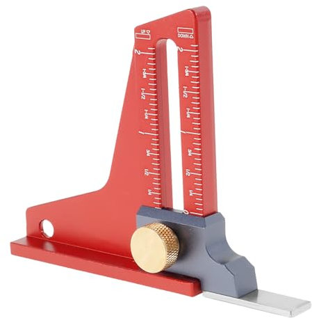 Höhenmesser für die Holzbearbeitung – Präzises CNC-gefrästes Tiefenmesswerkzeug, Höhenmesser aus Aluminiumlegierung mit Doppelskala für Tischsäge/Fräser/Bohrmaschine (0–2 Zoll), Tiefenmesswerkzeuge