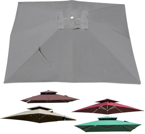 AGKANVCVNT Tela De Repuesto Parasol 300x300cm 250x250cm Toldo De Repuesto para Sombrilla Cuadrada, Protección UV 30+ Toldo De Recambio Impermeable(Grey,300x300cm(10x10ft))