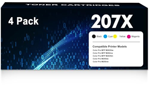207X 207A M283fdw Toner Set Multipack W2210X W2211X W2212X W2213X 4-Pack | Kompatibel für HP Color LaserJet Pro MFP M283fdw M255dw M282nw M283fdn M283 M282 M255 Mit Chip, Schwarz Cyan Gelb Magenta