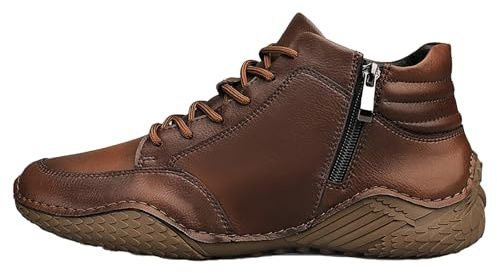 Lederschuhe Herren Sneaker Loafer Freizeitschuhe Stiefeletten mit Reißverschlüsse Parallelnaht Wanderschuhe Leder Stiefel Slip On Arbeitsschuhe Bequeme Sommerschuhe Trekkingschuhe mit Dicke Sohle