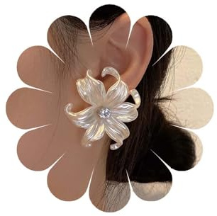 Eviarli Bohème Perles Fleurs Veste Boucles d'oreilles Fleurs Blanches Boucles d'oreilles 3D Fleurs Boucles d'oreilles Mode Lys Fleurs Boucles d'oreilles Fleurs Boucles d'oreilles Mariage Femmes Bijoux