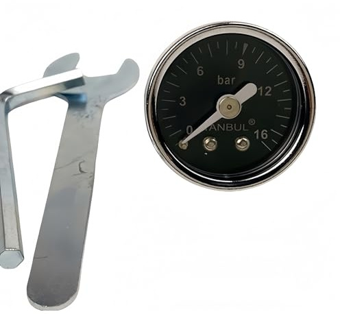 E61 Pressure Dual Display Gauge (Black Dial) Coffee Machine Upgrade Accessory, Compatible with Rocket E61 Semi-Automatic Coffee Machine Professional-Grade Pressure Gauge