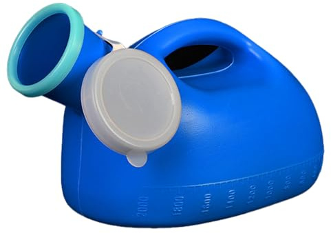 2000ml Large Capacity Men's Urinal Bottle,Elderly Plastic Urine Collector with Lid(Blue)