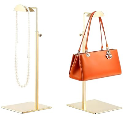 Hanlintk 2er-Set Handtaschen-Ständer - Höhenverstellbare Edelstahl Handtaschenständer für Geschäfte, Partys & Deko, Elegante Tischdekoration für Taschen, Hüte, Geldbörsen