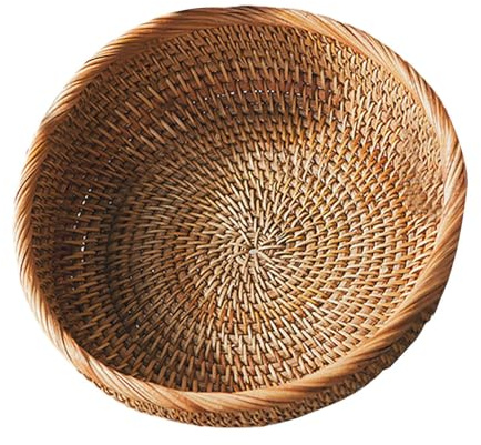 Generisch Corbeille à fruits, panier à pain tressé, rond, en rotin, plateau de service, panier à pain, panier à pain, pour cuisine, collations, boissons, pâtisseries