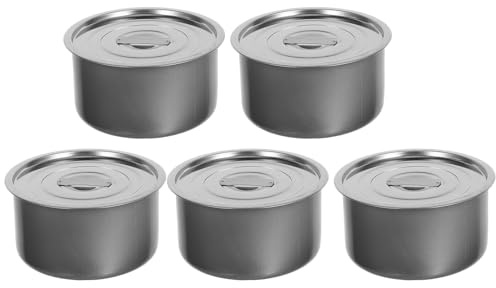 Bols en Acier Inoxydable Vapeur 5 Pièces, Argenté, Résistants | Casserole Inox avec Couvercle, pour Riz et Légumes, Usage la Cuisine Maison, Nettoyage Facile